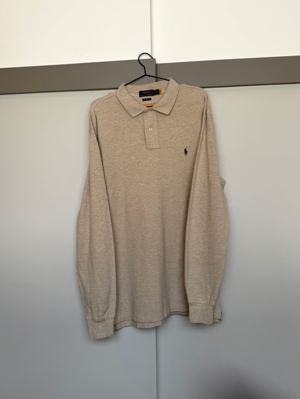 Polo Ralph Lauren Beige Long Sleeve Polo Shirt Classic Fit Size L - Picture 8 of 8